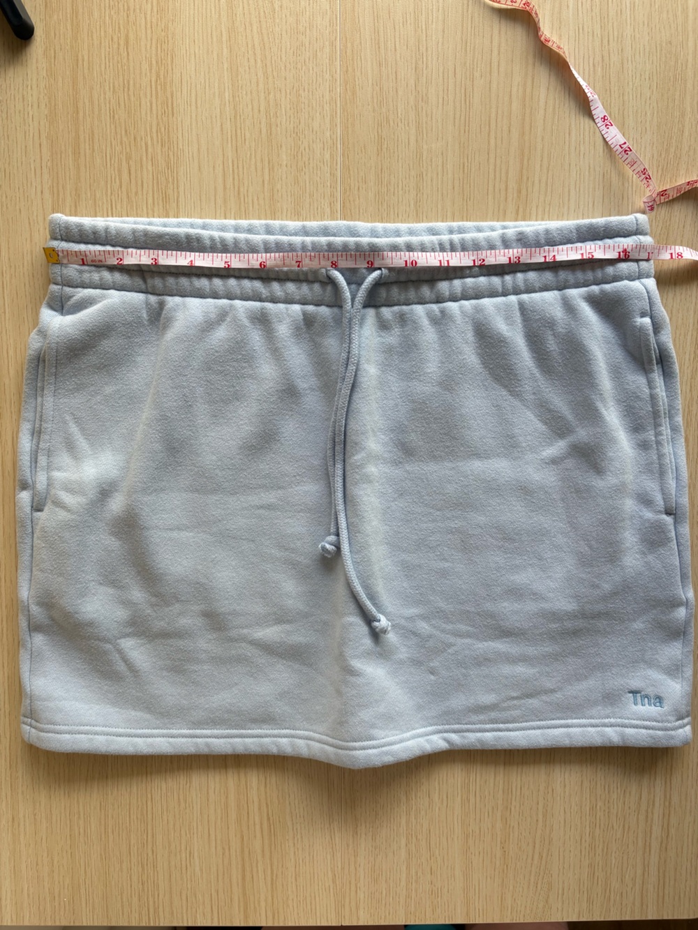 TNA Cozy Fleece Boyfriend Mini Skirt Light Blue Size Large Aritzia Lounge Skirt - Picture 8 of 13